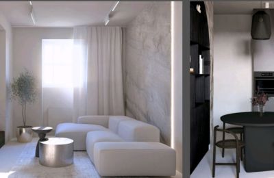 Apartment in historischem Gebäude kaufen Lubiechowo, Westpommern,, Salon i kuchnia - projekt aranżacji 
